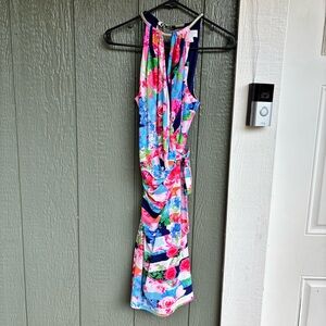 Jessica Simpson Floral Halter Dress Women’s 4 Chain Neckline